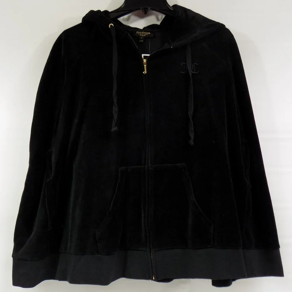 Juicy Couture Black Label Black Velour Hooded Poncho Size Small NWT - Picture 3 of 12